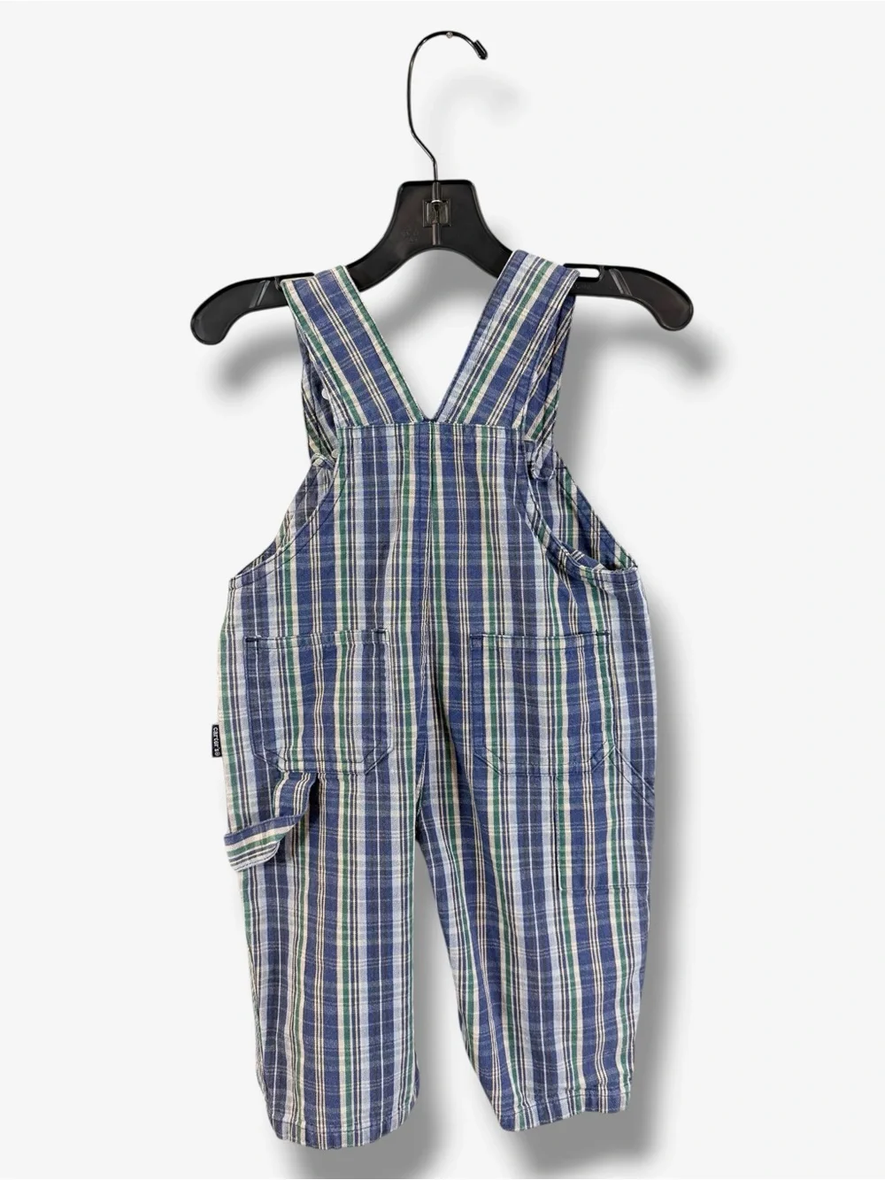 Vintage Carters Overalls Blue Green Plaid 3-6 Months My Bear Junior Farm Cottage